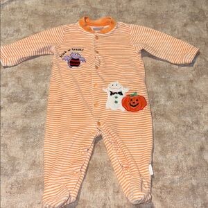 Orange Striped Halloween Baby Onesie